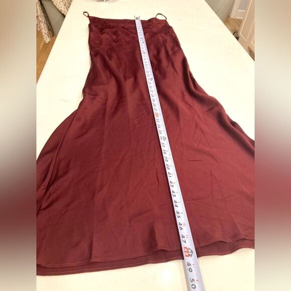 RESET by Jane Florence Satin Burgundy Cowl Neck Cami Slip Dress Size Large - Picture 15 of 16